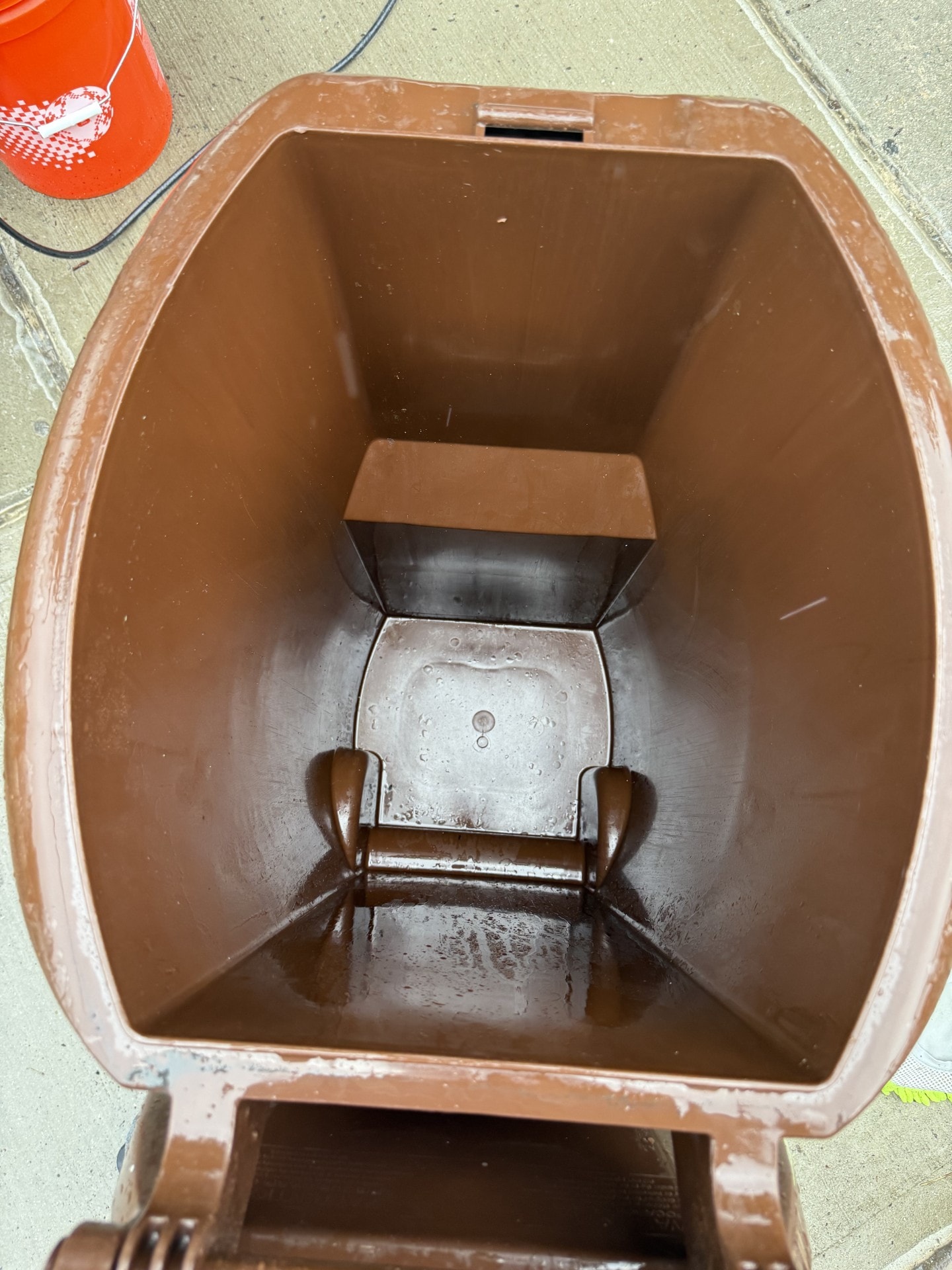 Compost can after cleaning — clean and sanitized interior